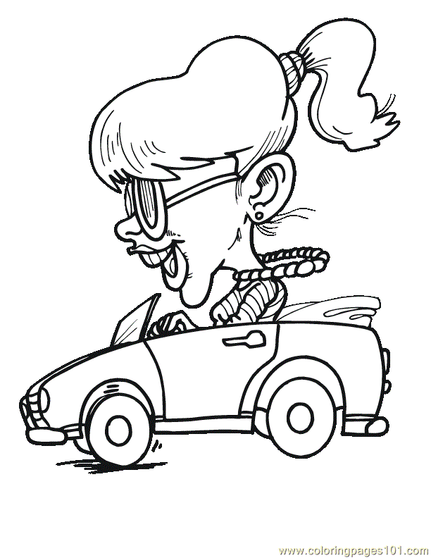 612x792 Girl Happy Driving Car Coloring Page