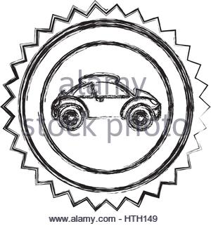 300x322 Monochrome Sketch Of Circular Seal With Automobile In Side View