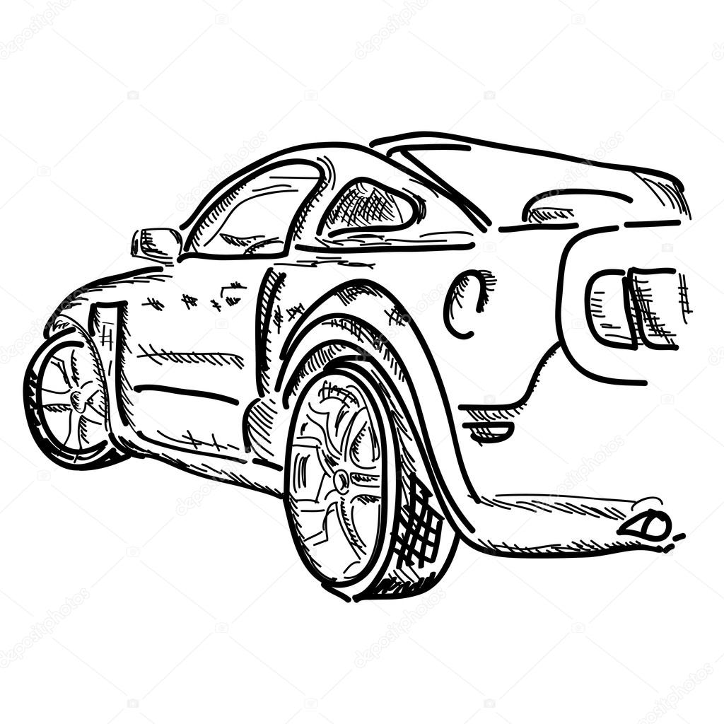 1024x1024 Hand Draw Simple Sketch Car Vector Illustration. Can Be Use