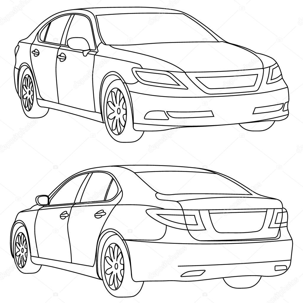 1024x1024 Vector Car Two View Front And Back Stock Vector Galimovma79