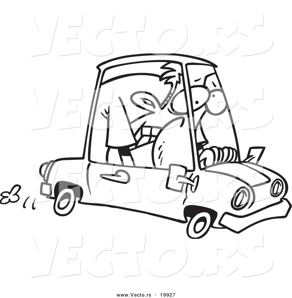 1024x1044 Vector Of A Cartoon Man Cramped Into His Mini Car