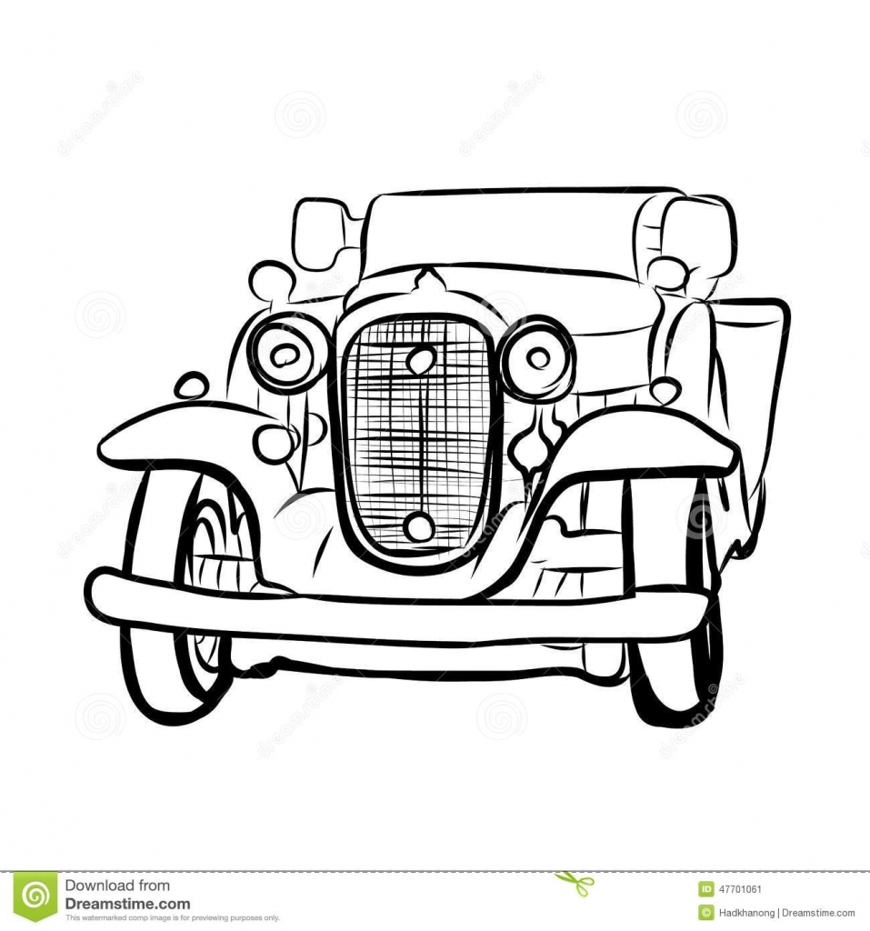 957x1024 Vintage Car Drawing Drawing Of Old Vintage Car Stock Vector Image