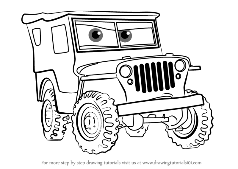 800x567 Learn How To Draw Sarge From Cars 3 (Cars 3) Step By Step