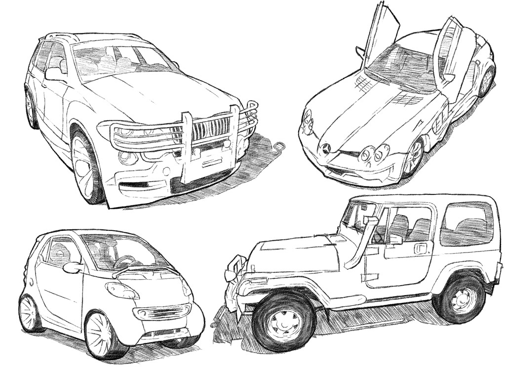 1023x750 Car Drawing Techniques On Behance