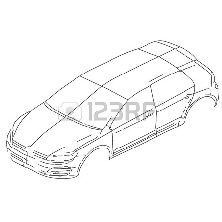 450x450 Line Drawing Of Simple Car Front And Side Stock Photo, Picture