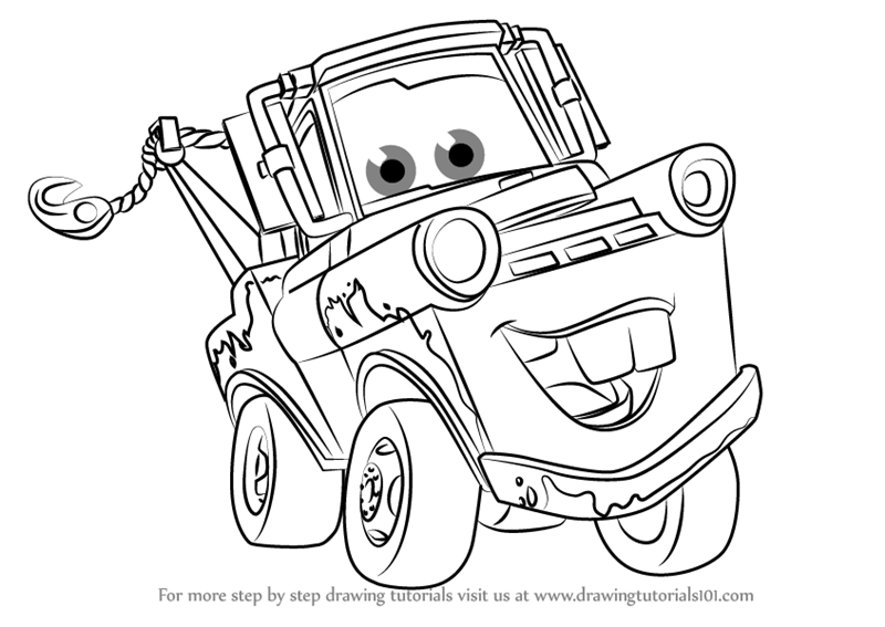 800x567 Step By Step How To Draw Tow Mater From Cars 3
