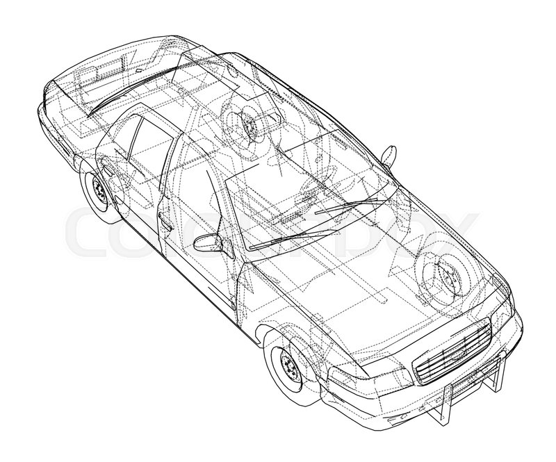 800x665 Taxi Outline Drawing. Vector Rendering 3d. The Layers