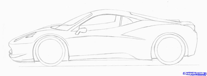 849x312 Car Drawings Outline