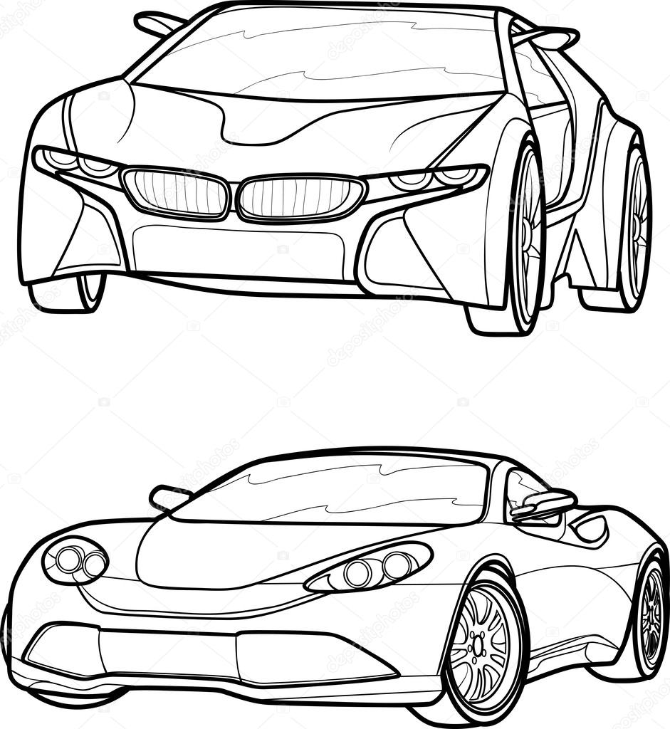 941x1024 Black Outline Vector Car Stock Vector Kopirin