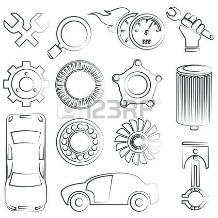 450x450 Sketched Car Parts Set Royalty Free Cliparts, Vectors, And Stock