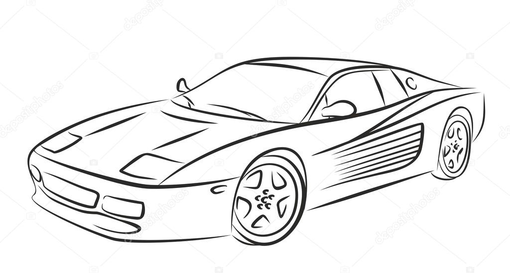1024x549 Sketch Of Sports Car. Stock Photo Designer