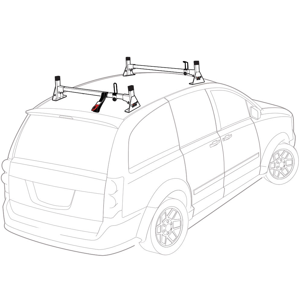 1000x1000 White H1 Aluminum Universal Van Roof Rack 2 Bar Low Profile Ladder