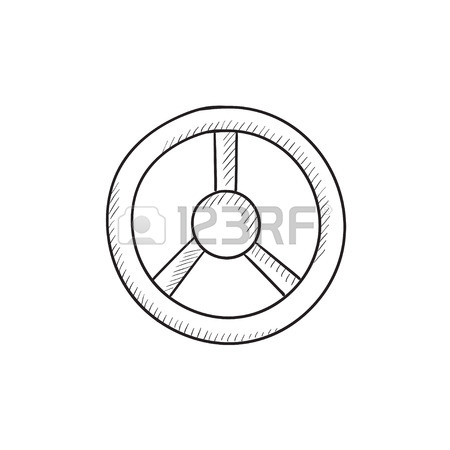 450x450 Steering Wheel Vector Sketch Icon Isolated On Background. Hand