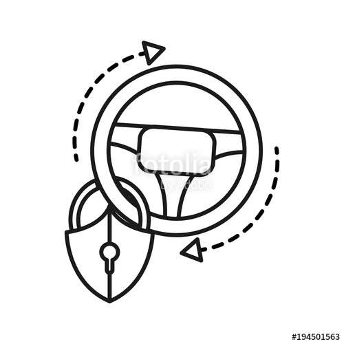 500x500 Line Car Steering Wheel Padlock Security Stock Image