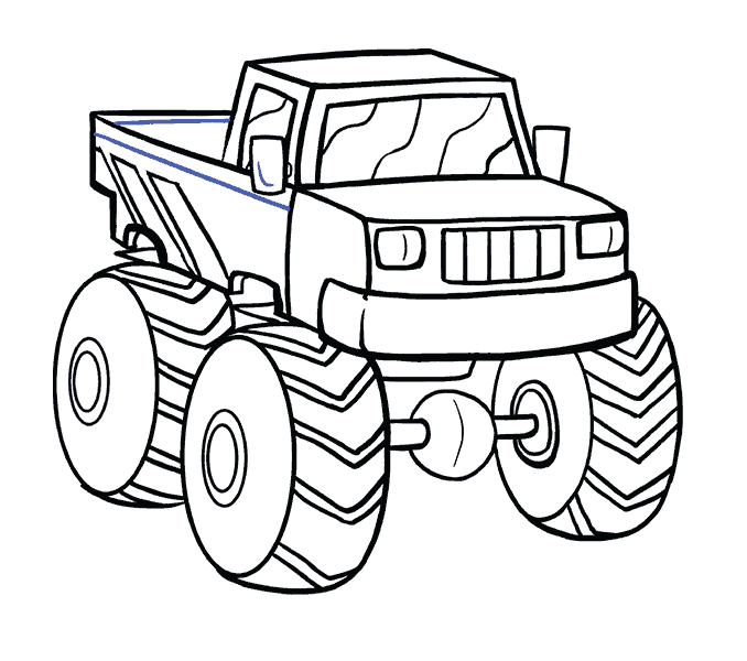 678x600 How To Draw A Monster Truck In A Few Easy Steps Easy Drawing Guides