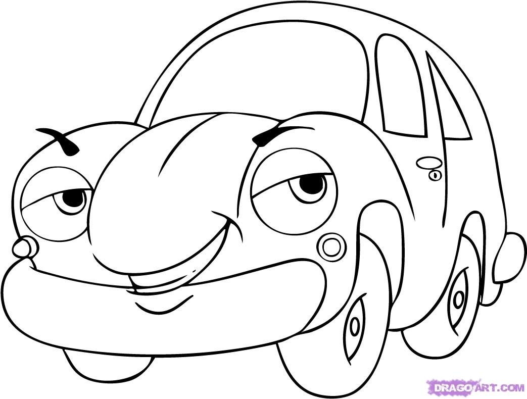 1043x790 Cartoon Images For Drawing How To Draw A Cartoon Car, Step By Step