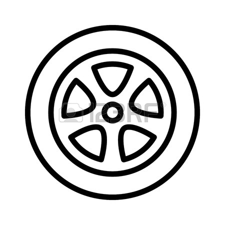 450x450 Car, Vehicle Or Automobile Tire Alloy Wheel With Rim Line Art