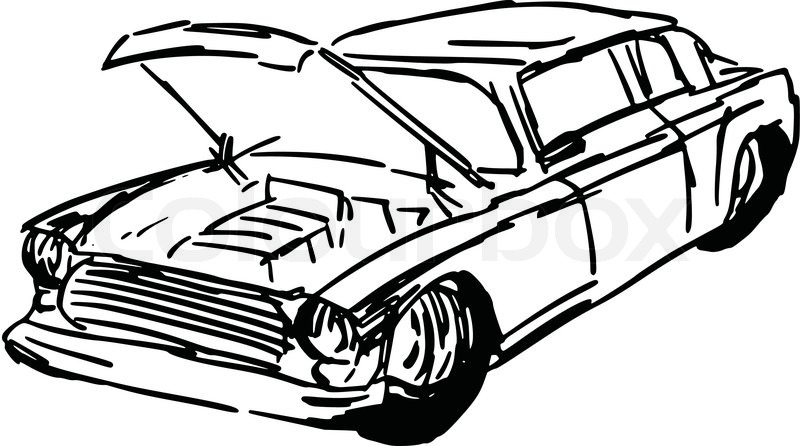 800x446 Hand Drawn, Sketch, Cartoon Illustration Of Car Hood Stock