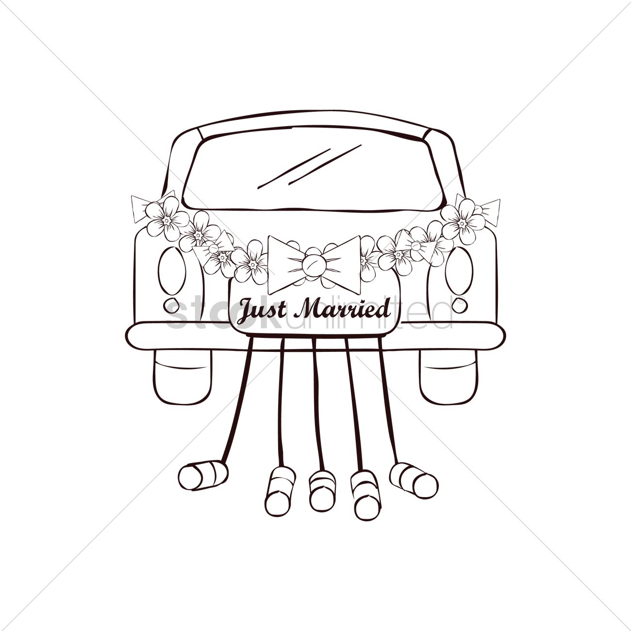 1300x1300 Just Married Car Vector Image