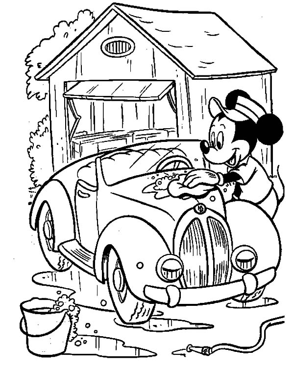 600x752 Mickey Mouse Doing Car Wash Coloring Pages Best Place To Color