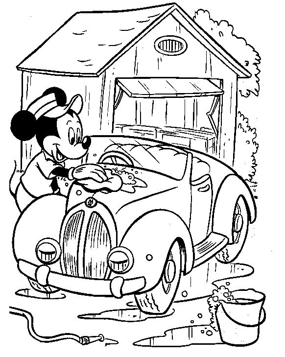 582x729 Car Wash Coloring Pages Mickey Mouse Washing Car Coloring Page