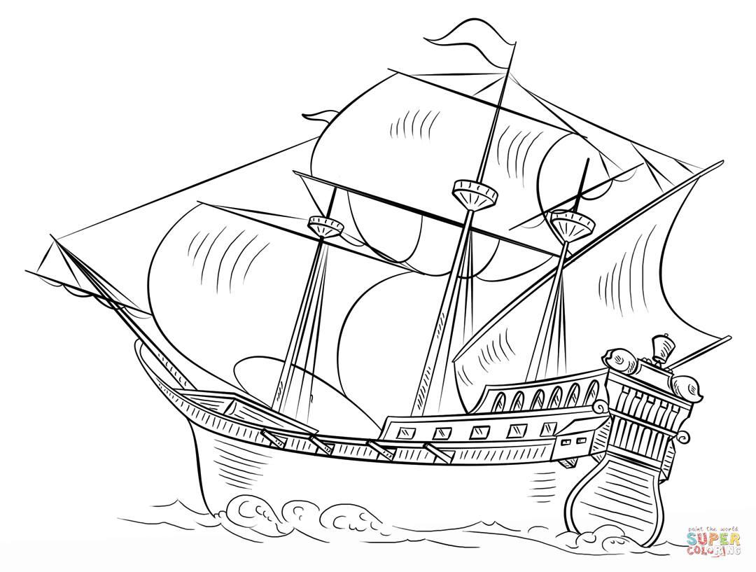 1080x817 Portuguese Caravel Coloring Page Free Printable Coloring Pages