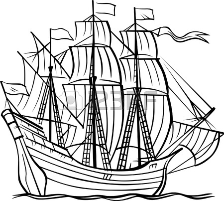 450x403 Ship Caravel On White Royalty Free Cliparts, Vectors, And Stock