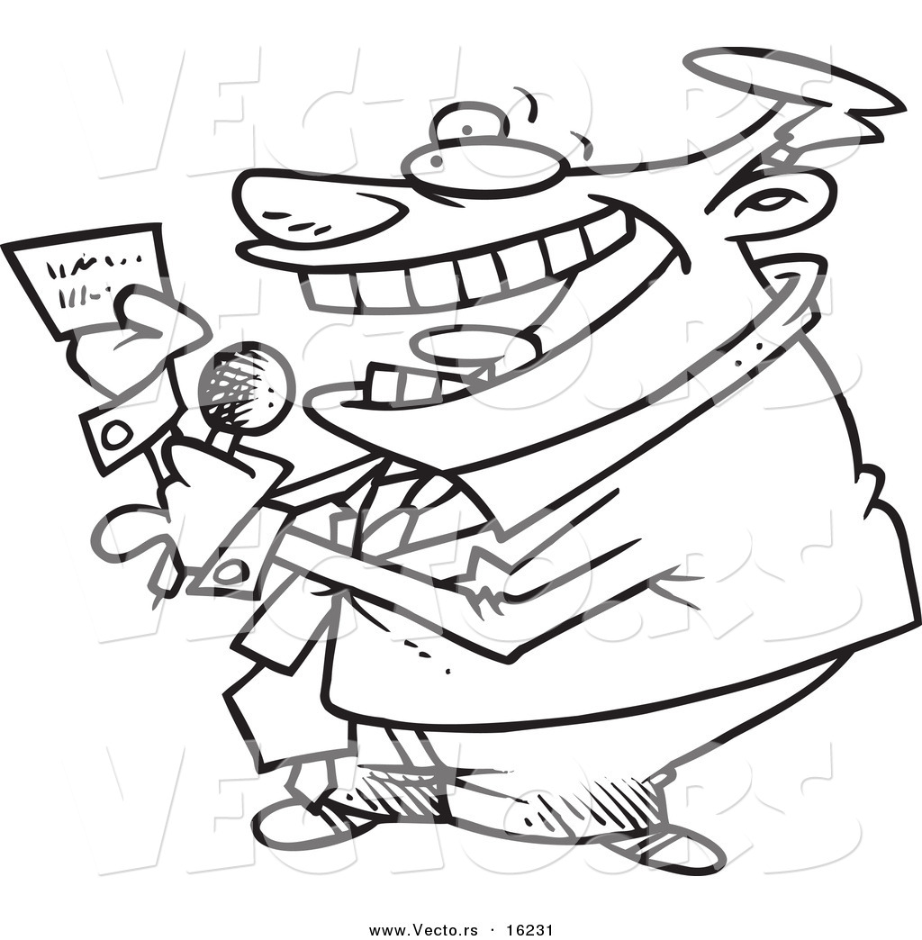 1024x1044 Vector Of A Cartoon Game Show Host Reading A Card