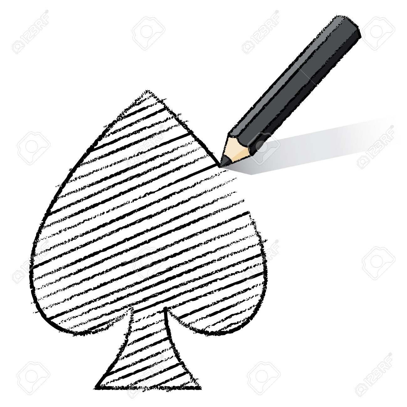 1300x1300 Black Pencil Drawing Hearts Playing Card Icon Royalty Free