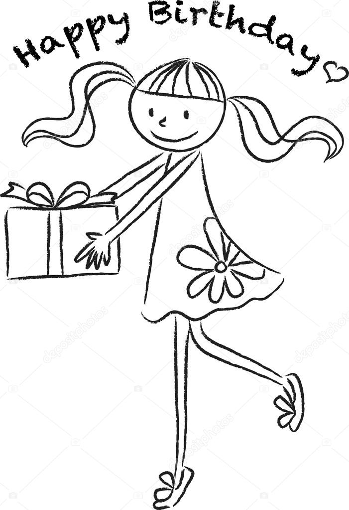 701x1023 Cartoon Drawing Happy Birthday Card Stock Photo Wenpei