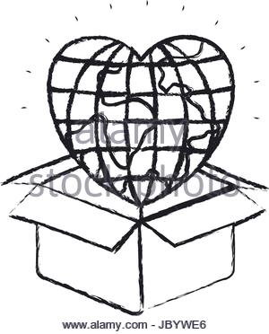 300x372 Blurred Silhouette Heart Coming Out Of Cardboard Box Stock Vector