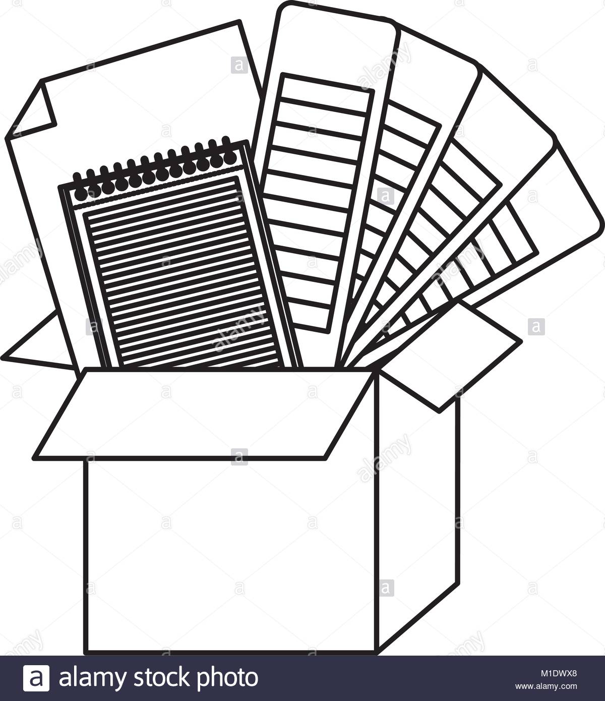 1200x1390 Cardboard Box And Color Palette Guide And Notebook And Sheet Blank