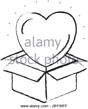 300x371 Silhouette Heart Coming Out Of Cardboard Box Stock Vector Art