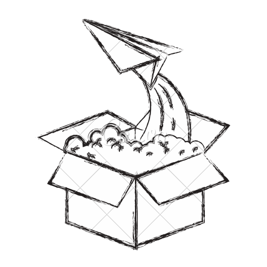 550x550 Cardboard Box And Paper Plane Flying Out