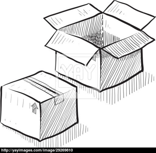 512x502 Cardboard Box Sketch Vector