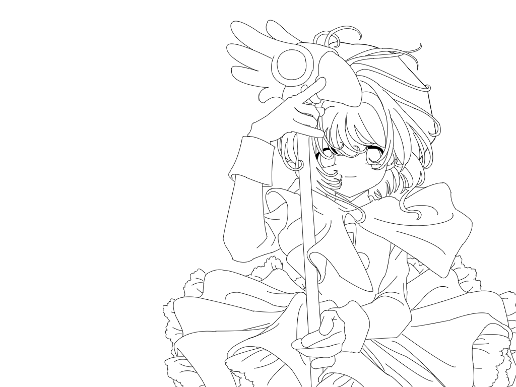 1024x768 Cardcaptor Sakura Lineart By Usagimeroko