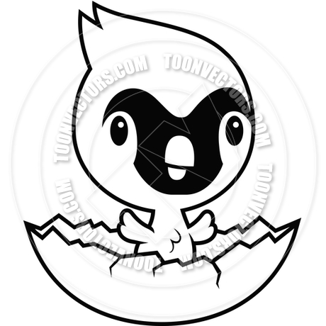 460x460 Cartoon Cardinal Hatching (Black And White Line Art) By Cory