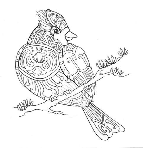 484x500 Marika Makes Art Cardinal Sketch