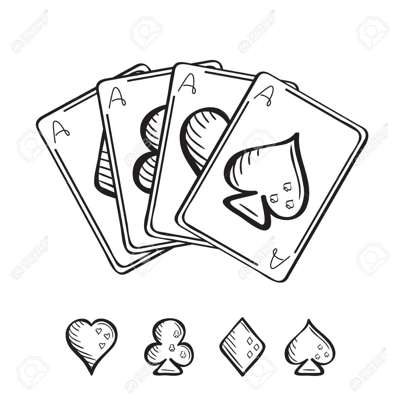 1300x1300 Set Of Sketch Playing Cards. Hand Drawn Illustration Royalty Free