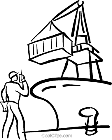 384x480 Unloading A Cargo Ship Royalty Free Vector Clip Art Illustration