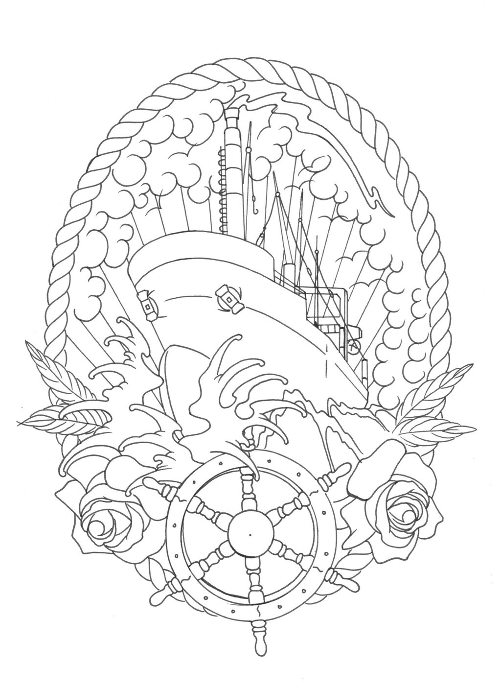 1024x1411 American Traditional Cargo Ship By Karaduraak