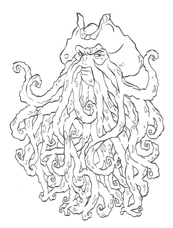 590x776 Davy Jones Pirates Of The Caribbean Coloring Page For Kids Kids