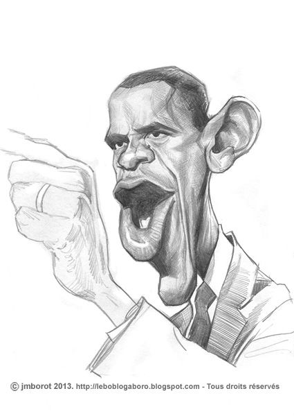 425x600 A Sketch Of Us President, Barack Obama The Great Caricaturists