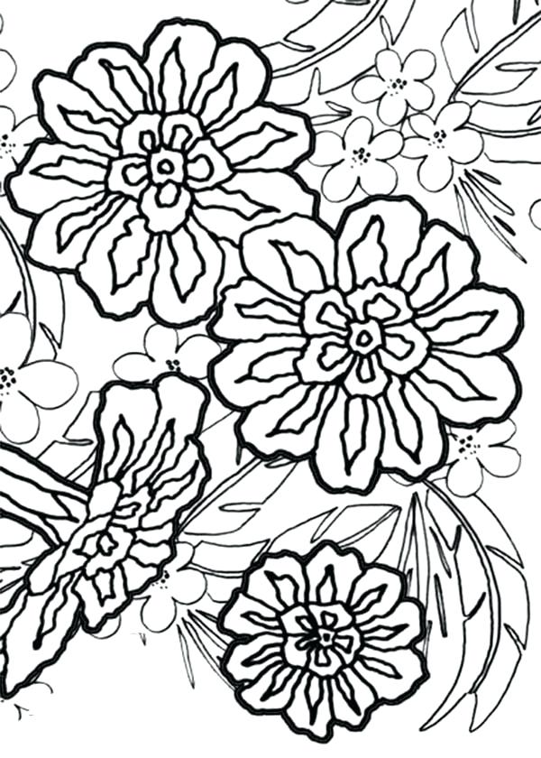 600x840 Flower Bouquet Coloring Pages Drawn Flower Bunch 1 Free Flower