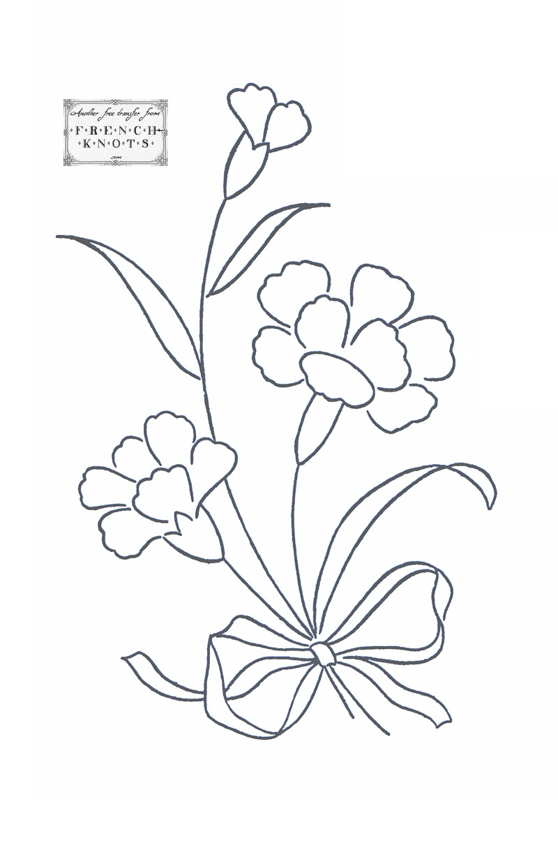 800x1241 Free Carnations Embroidery Transfer Pattern