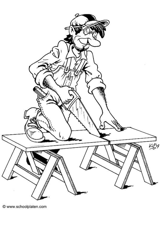 530x750 Coloring Page Carpenter
