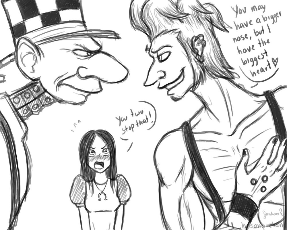 1000x800 Hatter And Carpenter Fighting Over Alice By Hasana Chan