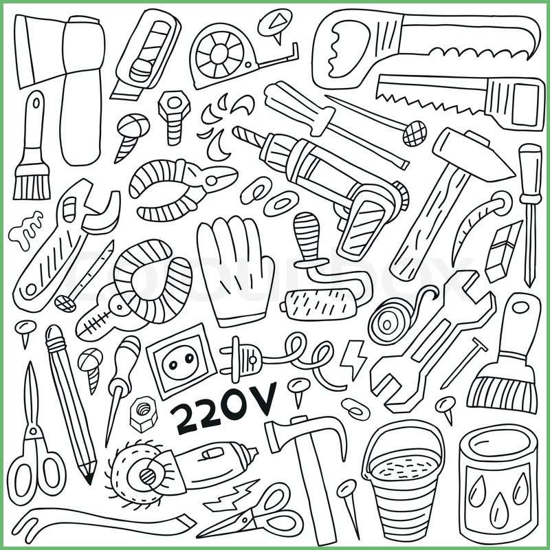 800x800 Fresh Work Tools Doodles Stock Vector Photo Qhh