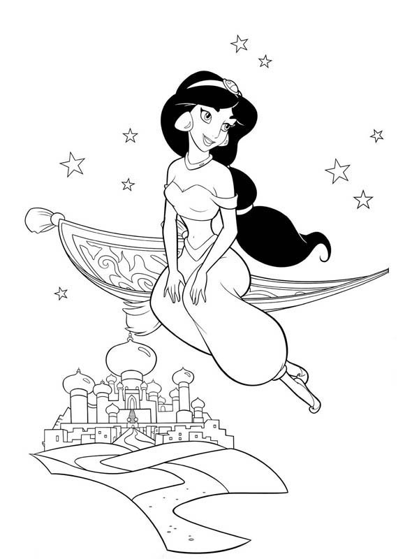 600x800 Princess Jasmine On Magic Carpet Coloring Page