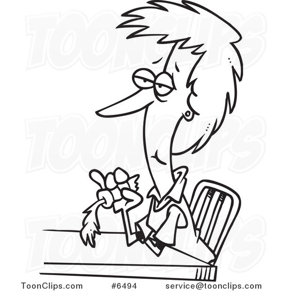 581x600 Cartoon Blacknd White Line Drawing Of Dieting Lady Eating